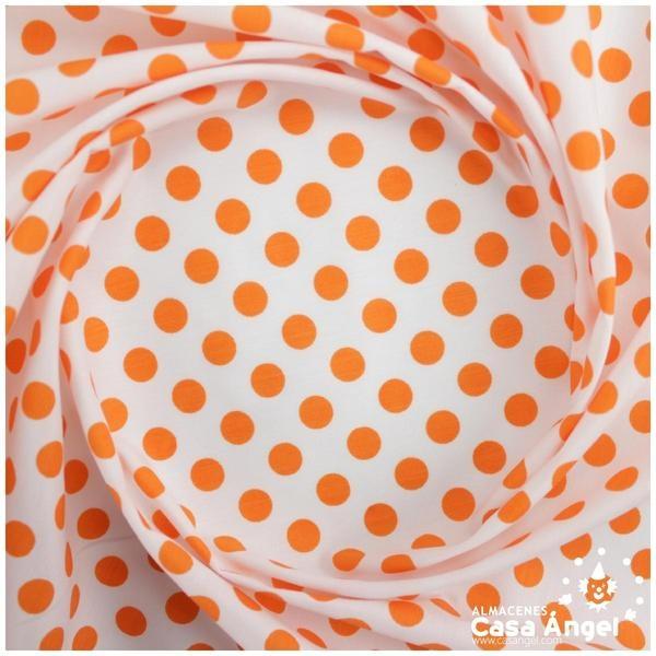 POPELÍN LUNARES NARANJAS SOBRE BLANCO SERIE TRIANA 150cm