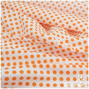 POPELÍN LUNARES NARANJAS SOBRE BLANCO SERIE TRIANA 150cm