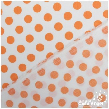 POPELÍN LUNARES NARANJAS SOBRE BLANCO SERIE TRIANA 150cm