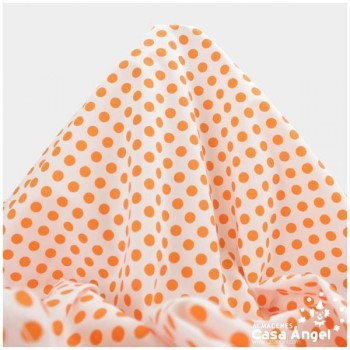 POPELÍN LUNARES NARANJAS SOBRE BLANCO SERIE TRIANA 150cm
