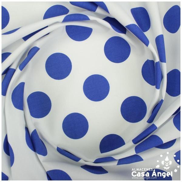 POPELÍN LUNARES AZULES SOBRE BLANCO SERIE TRONIO 160cm
