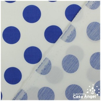POPELÍN LUNARES AZULES SOBRE BLANCO SERIE TRONIO 160cm