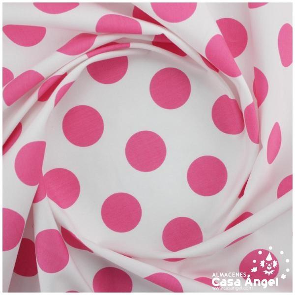 POPELÍN LUNARES FUCSIA SOBRE BLANCO SERIE TRONIO 160cm