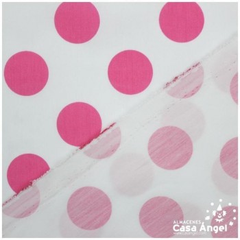 POPELÍN LUNARES FUCSIA SOBRE BLANCO SERIE TRONIO 160cm