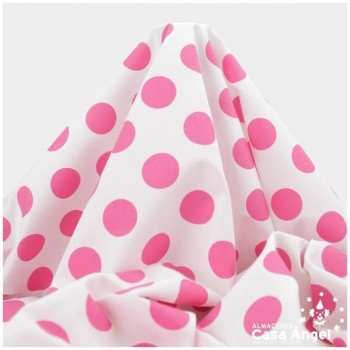 POPELÍN LUNARES FUCSIA SOBRE BLANCO SERIE TRONIO 160cm