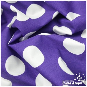 POPELÍN LUNARES BLANCOS SOBRE MORADO SERIE TRONIO 160cm