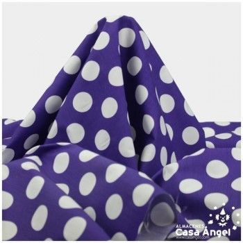 POPELÍN LUNARES BLANCOS SOBRE MORADO SERIE TRONIO 160cm