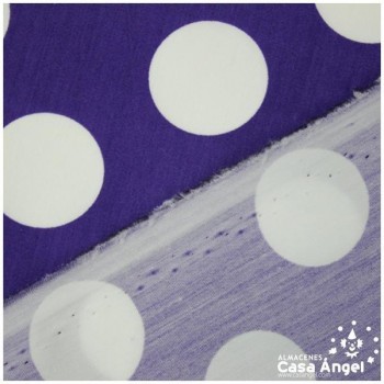 POPELÍN LUNARES BLANCOS SOBRE MORADO SERIE TRONIO 160cm