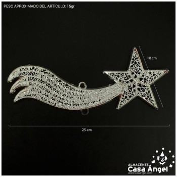 ESTRELLA COMETA PLÁSTICO PLATA 24cm