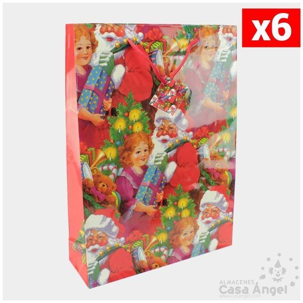 BOLSAS REGALO NAVIDAD 46cm SET DE 6 UNIDADES