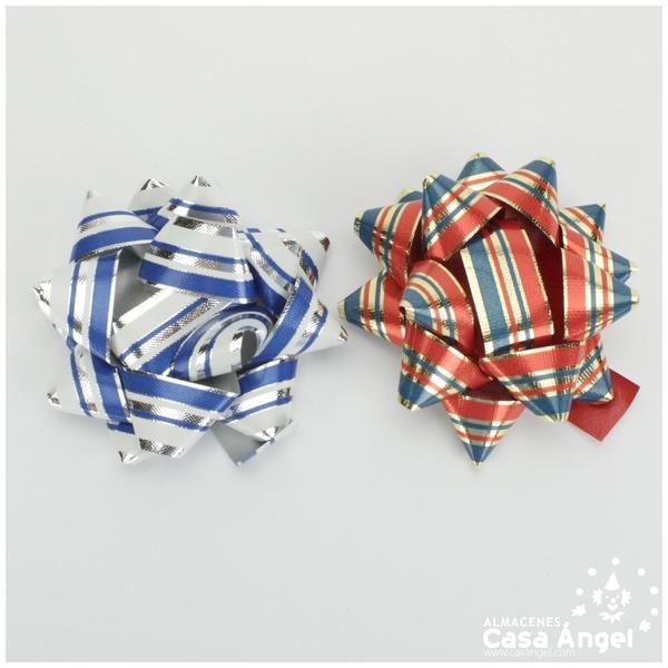 MOÑOS ESTRELLA DE CINTA ESTAMPADA 75mm SET 2 DE UNIDADES