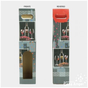 CAJA DE REGALO GRIS PARA BOTELLAS 39cm