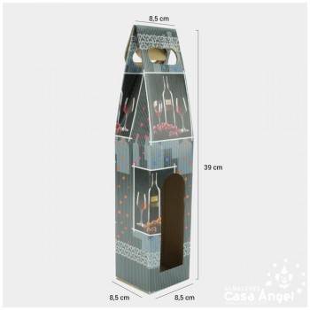 CAJA DE REGALO GRIS PARA BOTELLAS 39cm