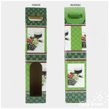 CAJA DE REGALO VERDE PARA BOTELLAS 39cm