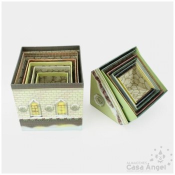 SET 6 CASITAS DE CARTÓN ESTILO MATRUSHKA 16cm