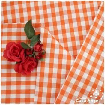 VICHY DE CUADROS NARANJAS GRANDES 160cm