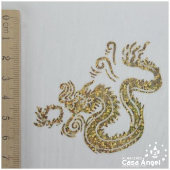 PAN DE ORO BLANCO ESTAMPADO DRAGONES IRISADOS 112cm