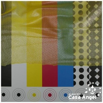 TUL ELÁSTICO AMARILLO CON BRILLO PLATA DE FOIL 150cm