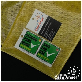 TUL ELÁSTICO AMARILLO CON BRILLO PLATA DE FOIL 150cm