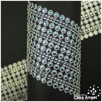 PASAMANERÍA ANCHA LÍNEAS PLÁSTICO CROMADO IMITACIÓN STRASS 105mm