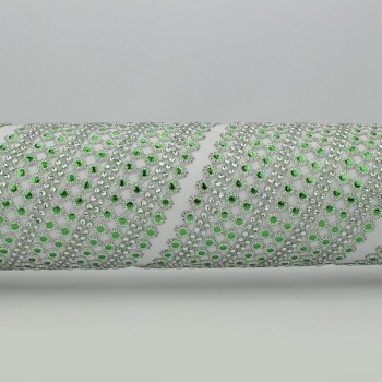 PASAMANERÍA ANCHA LÍNEAS PLÁSTICO CROMADO IMITACIÓN STRASS 105mm