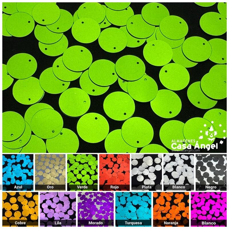 LENTEJUELA DE COSTURA REDONDA METALIZADA 16mm BOLSA 50gr