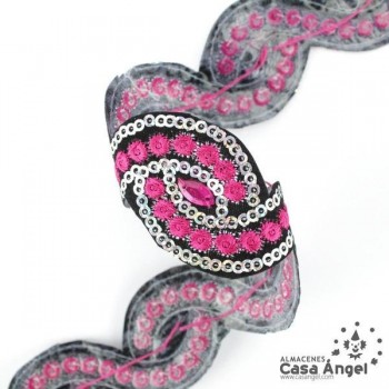 PASAMANERÍA TERMOADHESIVA LENTEJUELA Y STRASS 30mm