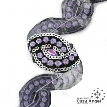PASAMANERÍA TERMOADHESIVA LENTEJUELA Y STRASS 30mm