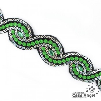 PASAMANERÍA TERMOADHESIVA LENTEJUELA Y STRASS 30mm