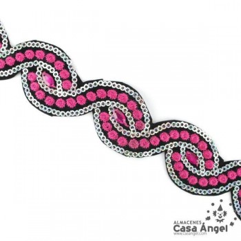 PASAMANERÍA TERMOADHESIVA LENTEJUELA Y STRASS 30mm