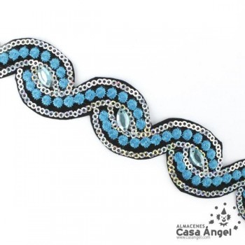 PASAMANERÍA TERMOADHESIVA LENTEJUELA Y STRASS 30mm