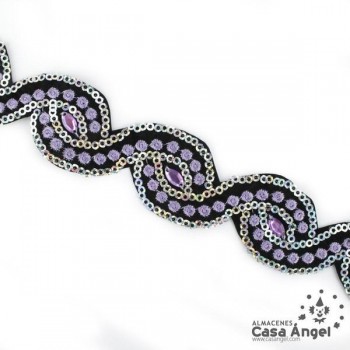 PASAMANERÍA TERMOADHESIVA LENTEJUELA Y STRASS 30mm