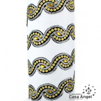PASAMANERÍA TERMOADHESIVA LENTEJUELA Y STRASS 30mm