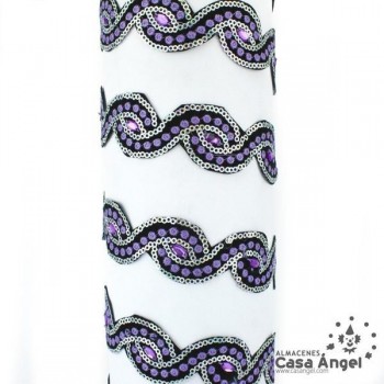 PASAMANERÍA TERMOADHESIVA LENTEJUELA Y STRASS 30mm