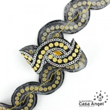 PASAMANERÍA TERMOADHESIVA LENTEJUELA Y STRASS 30mm