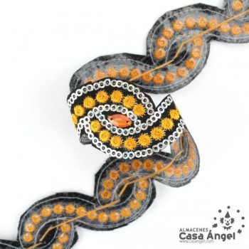 PASAMANERÍA TERMOADHESIVA LENTEJUELA Y STRASS 30mm