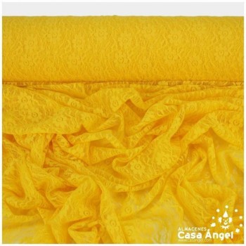 ENCAJE DE LYCRA AMARILLO CON FLORES PEQUEÑAS SERIE FLORA 150cm