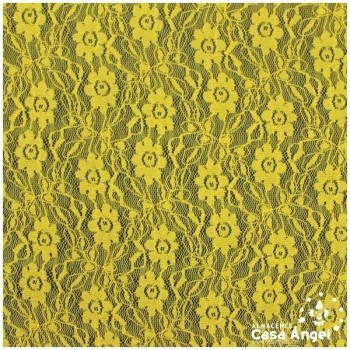 ENCAJE DE LYCRA AMARILLO CON FLORES PEQUEÑAS SERIE FLORA 150cm