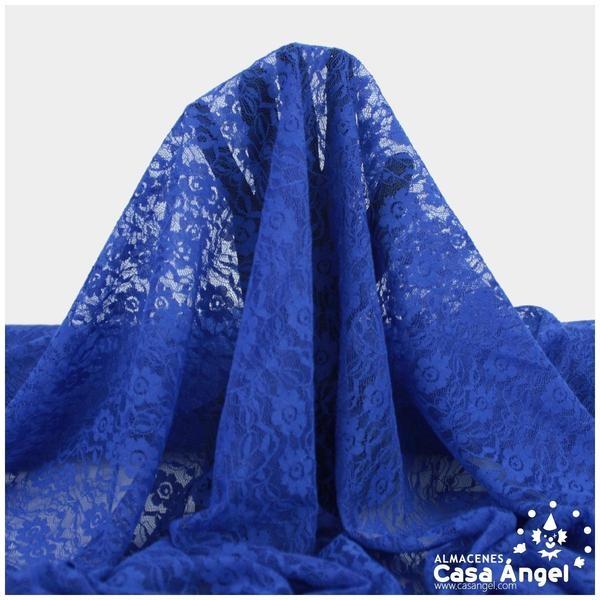 ENCAJE DE LYCRA AZUL CON FLORES PEQUEÑAS SERIE FLORA 150cm