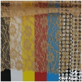 ENCAJE DE LYCRA CARNE CON FLORES PEQUEÑAS SERIE FLORA 150cm
