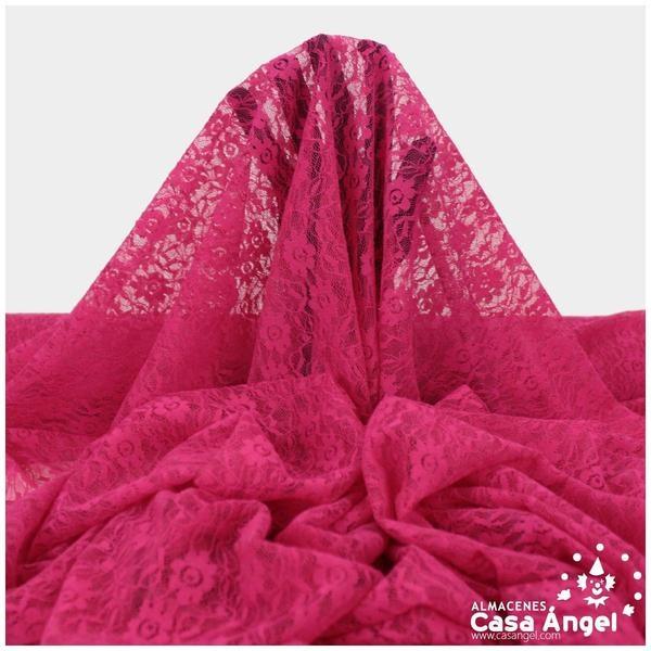 ENCAJE DE LYCRA FUCSIA CON FLORES PEQUEÑAS SERIE FLORA 150cm