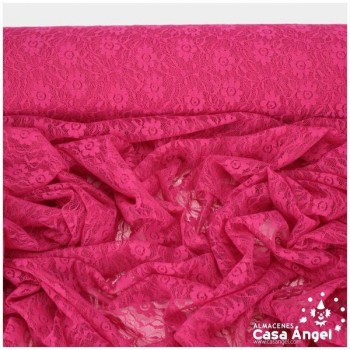 ENCAJE DE LYCRA FUCSIA CON FLORES PEQUEÑAS SERIE FLORA 150cm