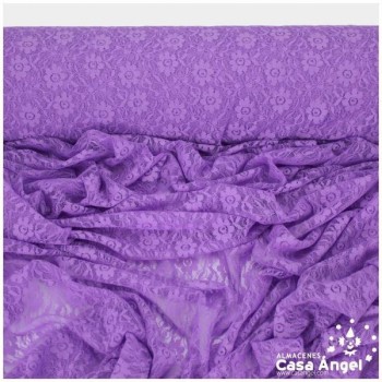 ENCAJE DE LYCRA LILA CON FLORES PEQUEÑAS SERIE FLORA 150cm