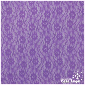 ENCAJE DE LYCRA LILA CON FLORES PEQUEÑAS SERIE FLORA 150cm