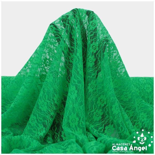 ENCAJE DE LYCRA VERDE CON FLORES PEQUEÑAS SERIE FLORA 150cm