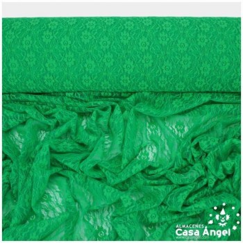 ENCAJE DE LYCRA VERDE CON FLORES PEQUEÑAS SERIE FLORA 150cm