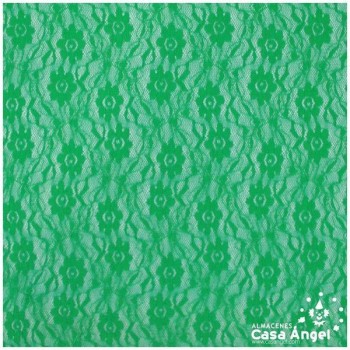ENCAJE DE LYCRA VERDE CON FLORES PEQUEÑAS SERIE FLORA 150cm