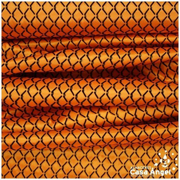 RASO NARANJA CON ESTAMPADO DE ROMBOS FLOCADOS SERIE ELODIE 150cm