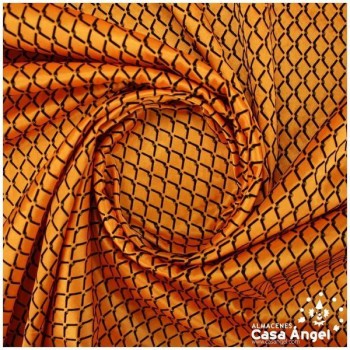 RASO NARANJA CON ESTAMPADO DE ROMBOS FLOCADOS SERIE ELODIE 150cm