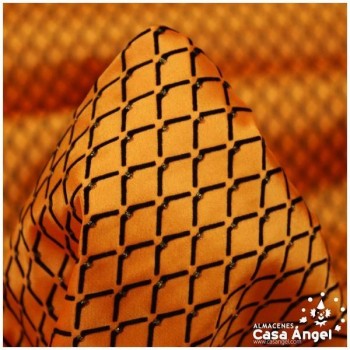 RASO NARANJA CON ESTAMPADO DE ROMBOS FLOCADOS SERIE ELODIE 150cm